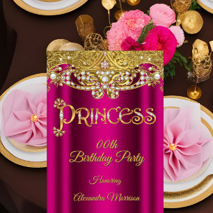 Prinzessin Geburtstag Bright pink Diamond Gold Per Einladung
