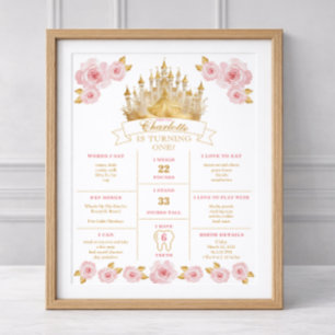 Prinzessin Geburtstag Meilenstein Poster Rosa und 