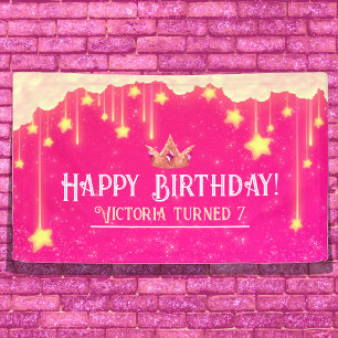 Prinzessin Geburtstag Rosa Banner