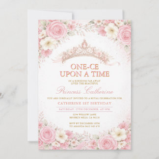 Prinzessin Geburtstag Rosa Blumenkrone Einladung