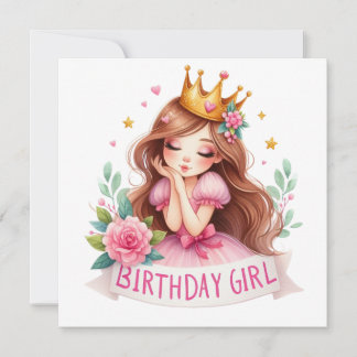 Prinzessin Geburtstagsmädchen Krone Einladung