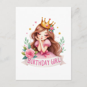Prinzessin Geburtstagsmädchen Krone Postkarte