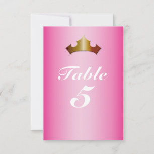 Prinzessin Goldkrone Rosa Party-Tischnummernkarte Einladung