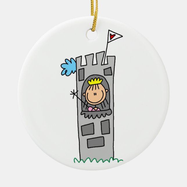 Prinzessin im Burgturm Keramikornament (Vorne)