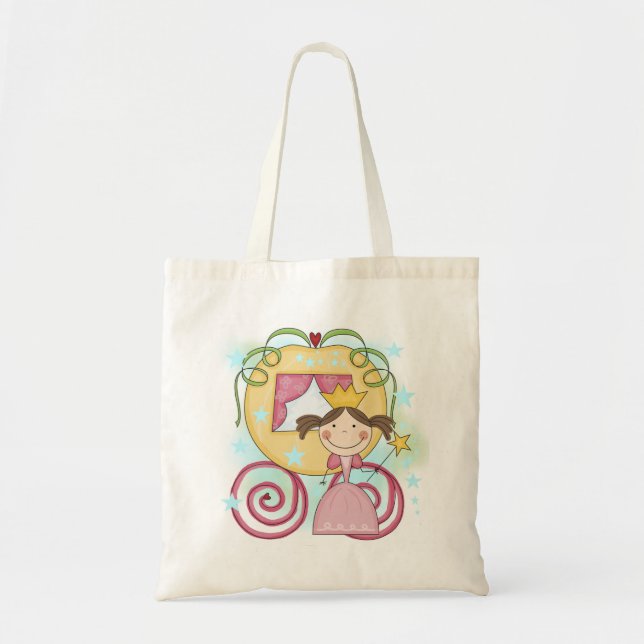 Prinzessin in den Wagen-T - Shirts und den Tragetasche (Vorne)