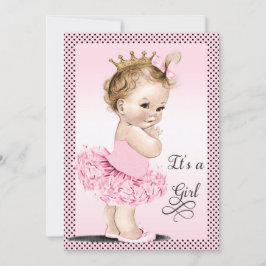 Prinzessin in der Ballettröckchen-Tupfen-Babyparty Einladung