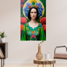 Prinzessin in grünem Blumenkleid