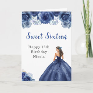 Prinzessin in Navy Blue Dress 16 . Geburtstag Gebu Karte