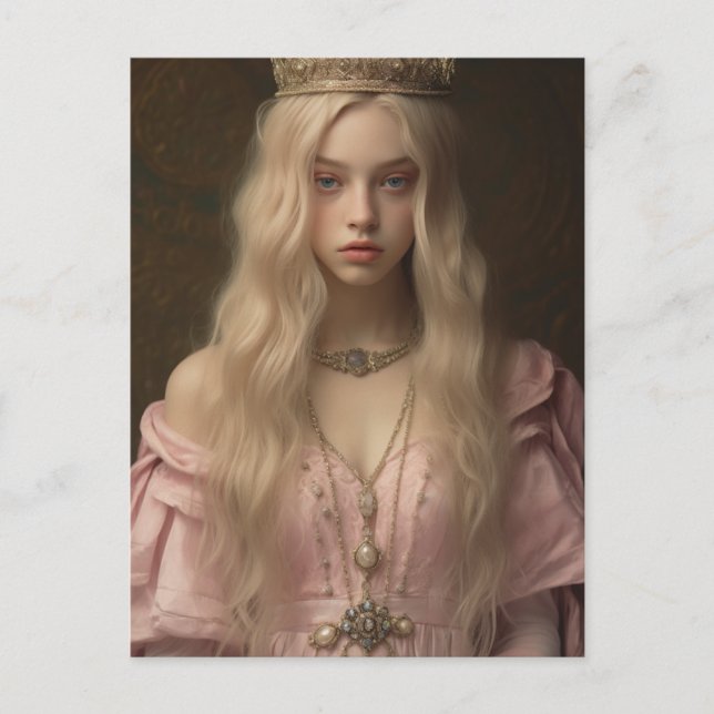 Prinzessin in Rosa Postkarte (Vorderseite)