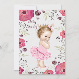 Prinzessin in Tutu Aquarell Pappies Babydusche Einladung