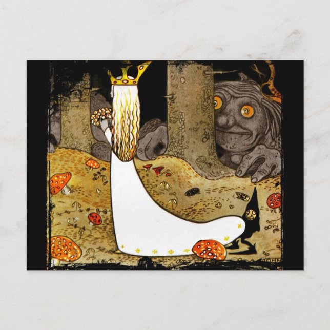 Prinzessin in Weiß mit Blume Postkarte (Vorderseite)