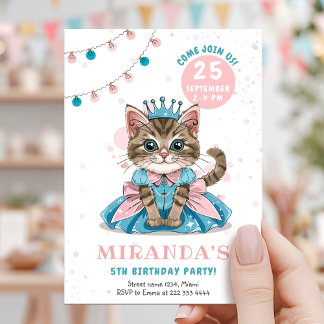 Prinzessin Kitty Mädchen Geburtstagsfeier Einladung