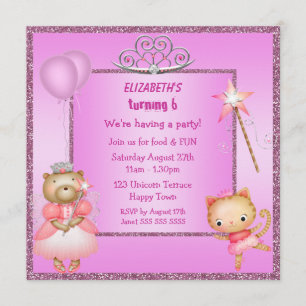 Prinzessin Kitty u. Bär, Tiara u. Glitzer lädt ein Einladung