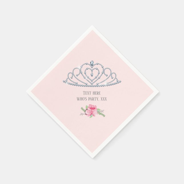 Prinzessin, Krone, Glitzer, Serviette (Ecke)