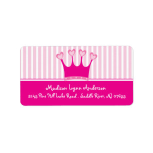 Prinzessin Kronen Rücksendeadressen-Aufkleber. Adressaufkleber