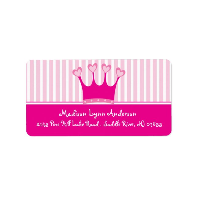 Prinzessin Kronen Rücksendeadressen-Aufkleber. Adressaufkleber (Vorne)
