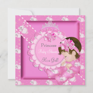 Prinzessin Mädchen Baby Shower Rosa Süße Kaninchen Einladung