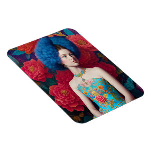Prinzessin mit blauem Dekorationskleid Magnet
