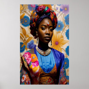 Prinzessin mit Blumenkopfschal Poster