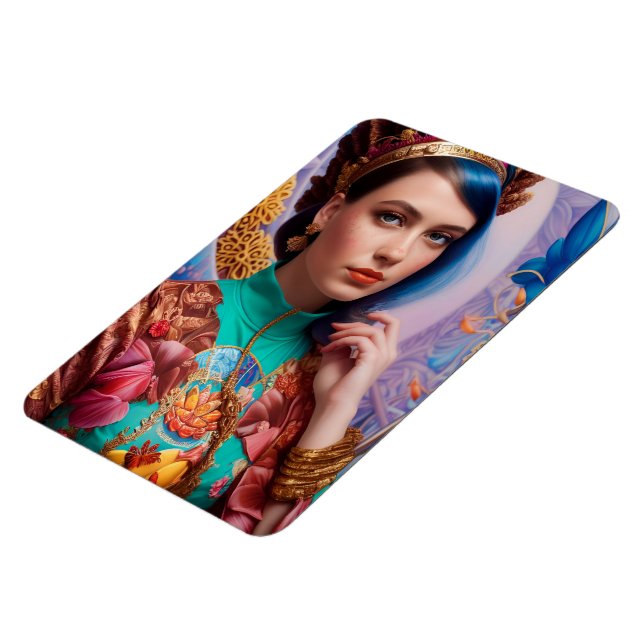 Prinzessin mit dekorativer aquamariner Ausstattung Magnet (Linke Seite)
