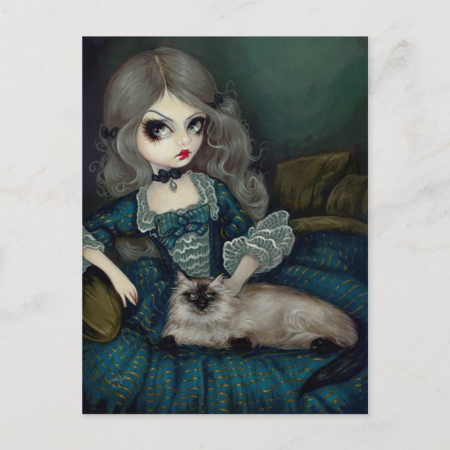 "Prinzessin mit einer Katze aus dem Himalaya" Post Postkarte (Vorderseite)