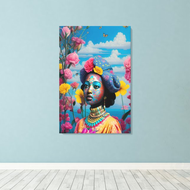 Prinzessin mit farbiger Gesichtsfarbe Leinwanddruck (Insitu (Holzboden))