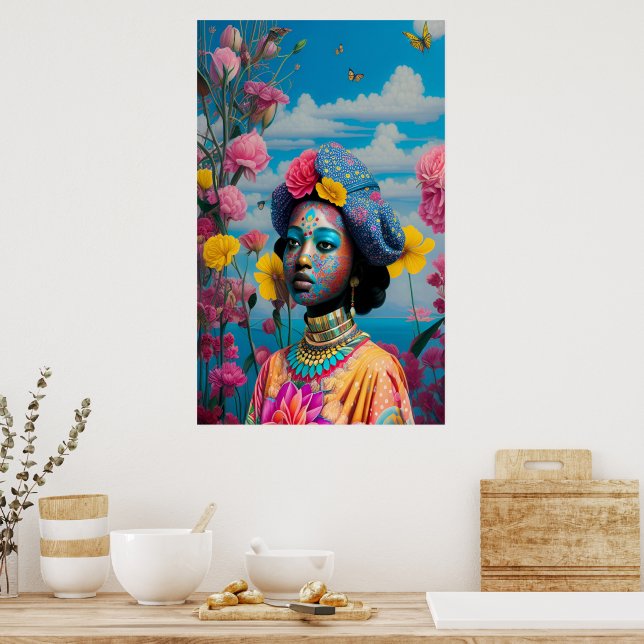 Prinzessin mit farbiger Gesichtsfarbe Poster (Küche)