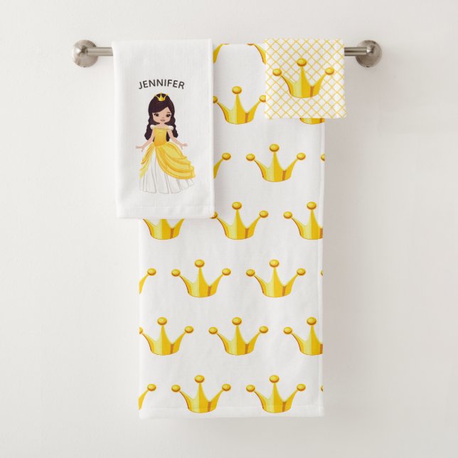Prinzessin mit Kronen Personalisiertes Badetücher  Badhandtuch Set (Insitu)