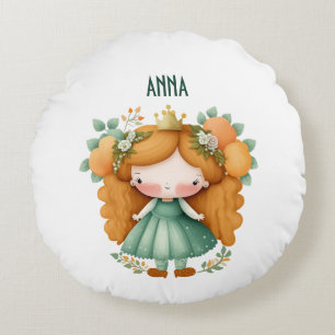Prinzessin mit Orangen und Blume Rundes Kissen