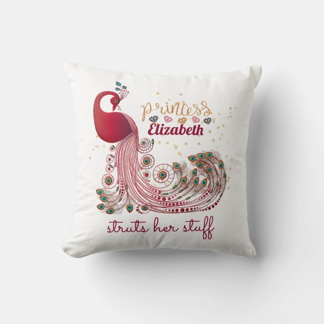 Prinzessin (NAME) Pfauenstruts Ihr Stuff - Dusche Kissen (Vorderseite)