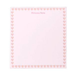 Prinzessin Notiz & rosa Herzen auf Einfach Notizblock