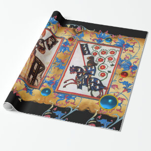 PRINZESSIN PENTHESILEA UND BLAUER RITTER ZU PFERD GESCHENKPAPIER