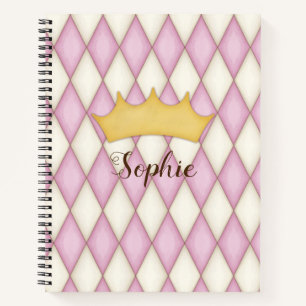 Prinzessin Personalisierter Name Rosa Diamant Karo Notizbuch