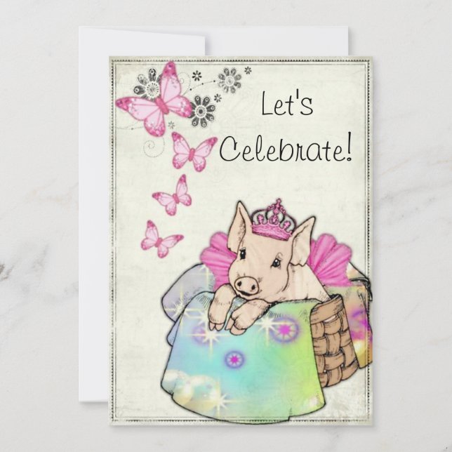 Prinzessin Piggy in einer umfassenden Einladung (Vorderseite)