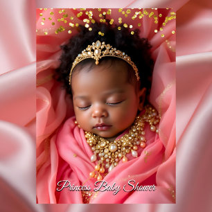 Prinzessin Pink Gold Tiara Baby Girl Shower Ethnis Einladung