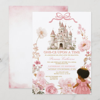 Prinzessin Pink Schloss One-ce Upon A Time Geburts Einladung