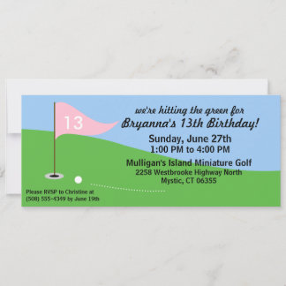 Prinzessin Pink trifft den Grünen Golf Geburtstags Einladung