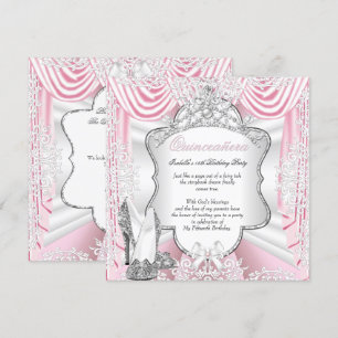 Prinzessin Quinceanera 15. Party Seidenrosa Einladung