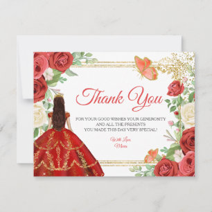 Prinzessin Quinceanera Butterfly aus Mexiko-Rote R Dankeskarte