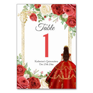 Prinzessin Quinceanera Butterfly aus Mexiko-Rote R Tischnummer