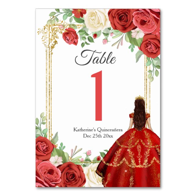 Prinzessin Quinceanera Butterfly aus Mexiko-Rote R Tischnummer (Vorderseite)