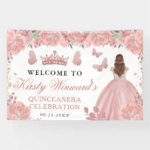Prinzessin Quinceanera im Rosen-Gold-Kleid mit rot