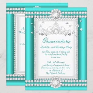 Prinzessin Quinceanera Jade Teal Diamant Diadem Einladung