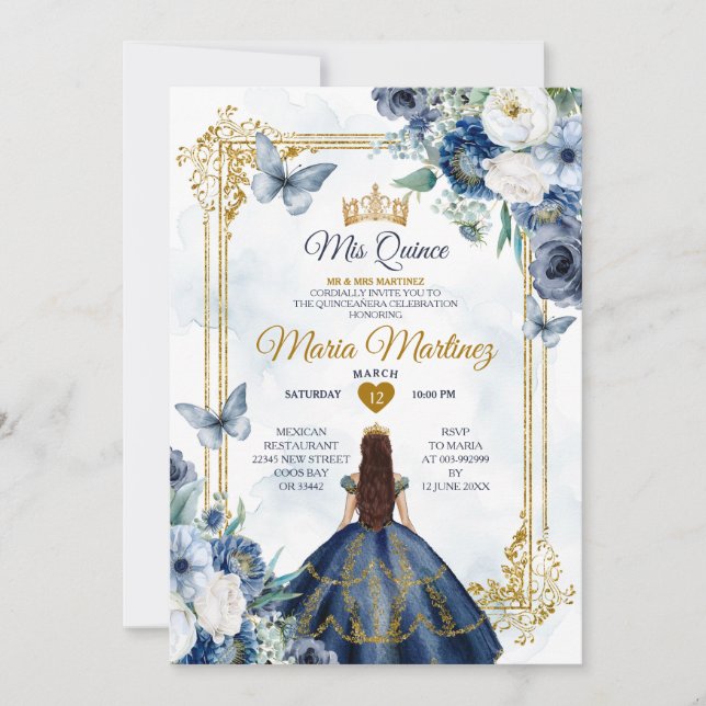 Prinzessin Quiñceanera, Prinzessin für Navy und We Einladung (Vorderseite)