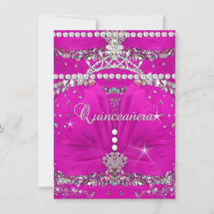 Prinzessin Quinceanera Rosa Juwelenbesetztes Kleid Einladung