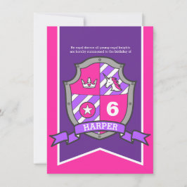 Prinzessin Ritter Schild Kinder 6. Geburtstag lädt Einladung