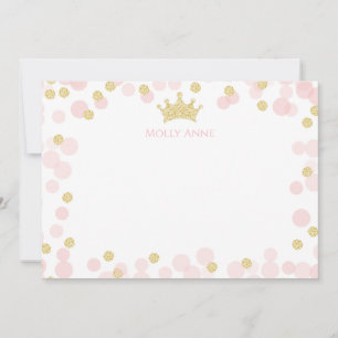 Prinzessin Rosa Gold Glitter Punkte Schreibwaren Mitteilungskarte