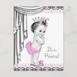 Prinzessin Rosa und Grau Baby Girl Shower Einladung