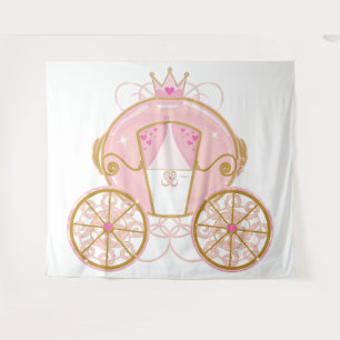 Prinzessin Royal Carriage Rosa & Gold Party Hinter Wandteppich