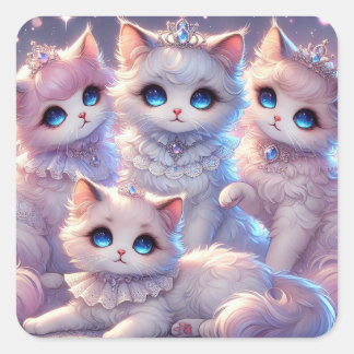 Prinzessin Royal Cats Quadratischer Aufkleber